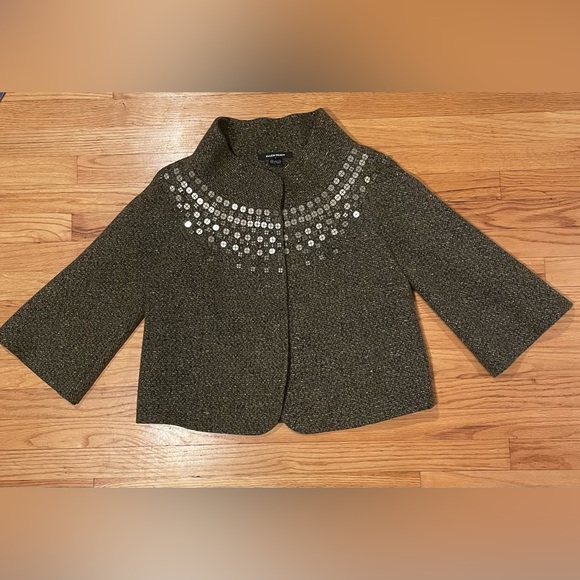 Ellen Tracy Wool Embellished Swing Coat Holiday Jacket - Picture 4 of 14